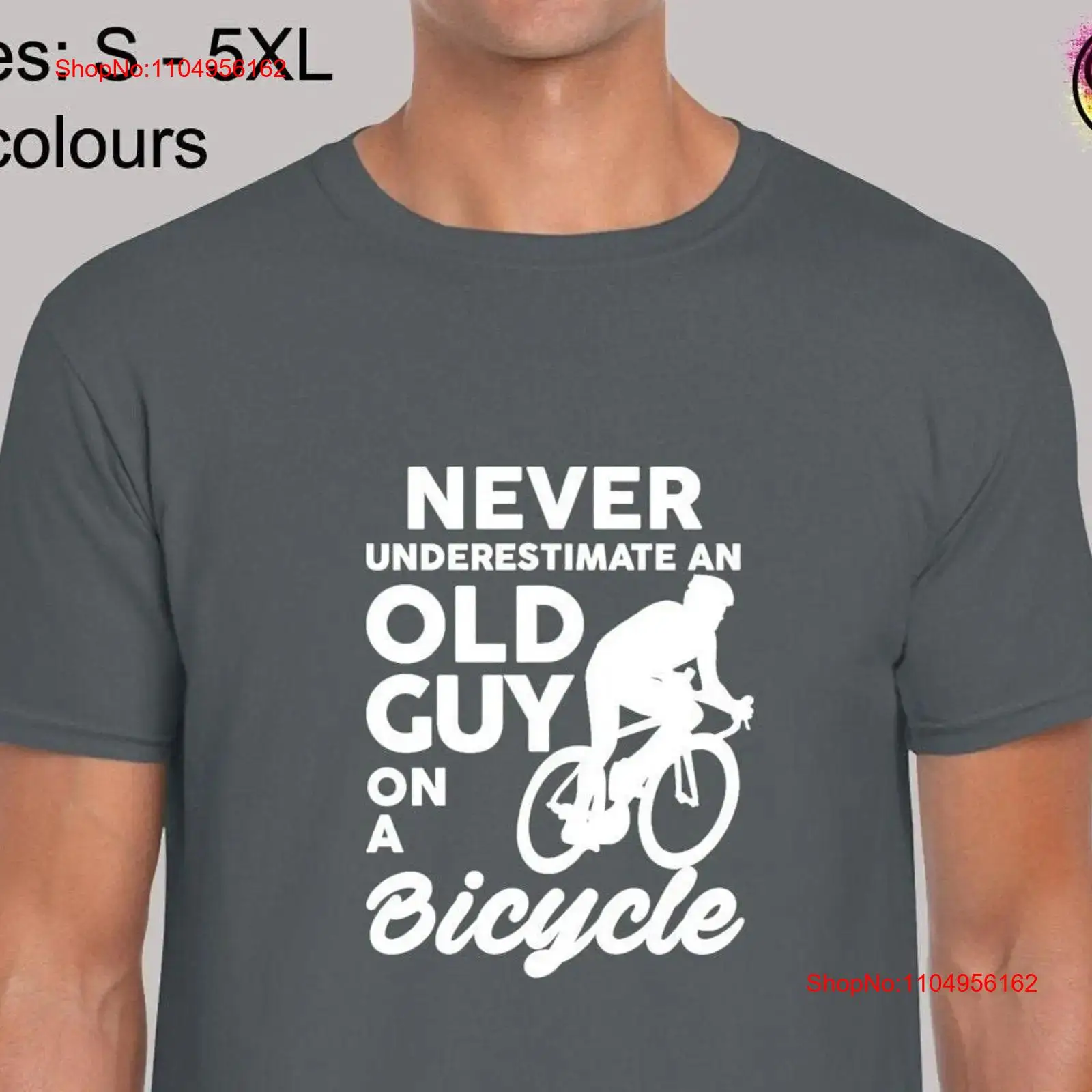 Mountain Biking Quotes Short - Never underestimate old guy mens T