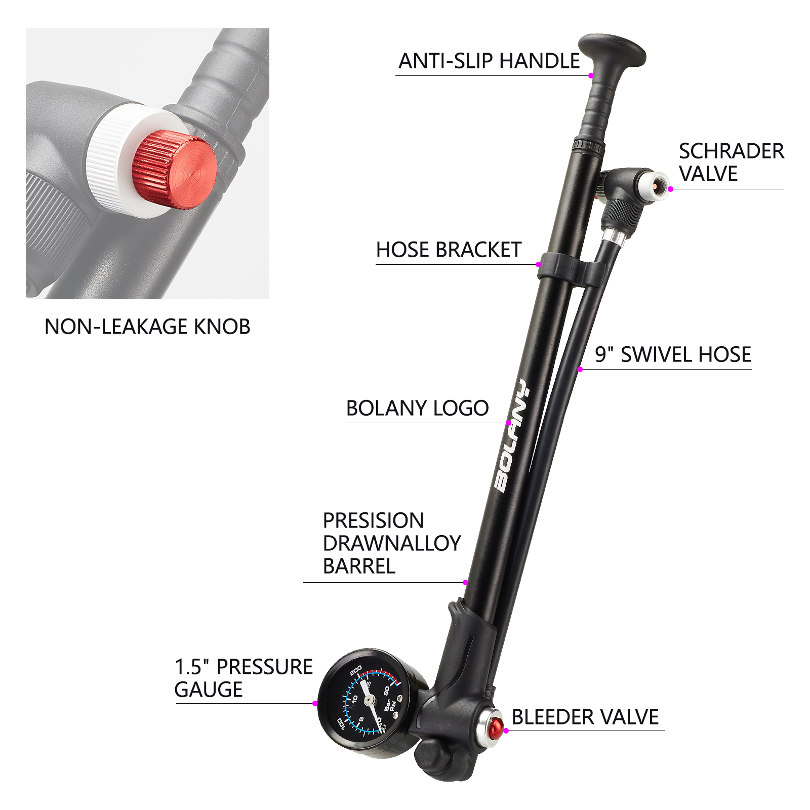 BOLANY Air Shock Pump for Bike - Shock Pump Suspension recension och pris