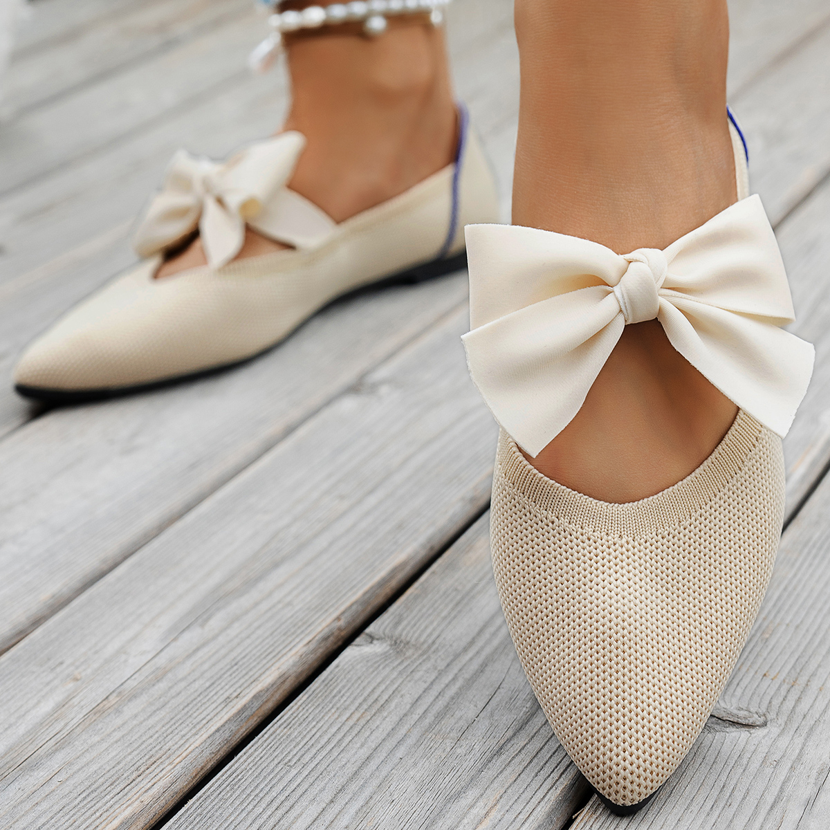 Women's New Pointy Knitted Bre - Pedal Platform Flat recension och pris