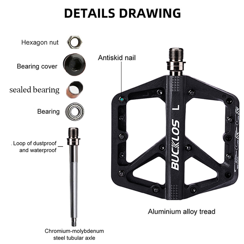 BUCKLOS Pedals DU Bearing Bicy - Pedal Platform Flat recension och pris
