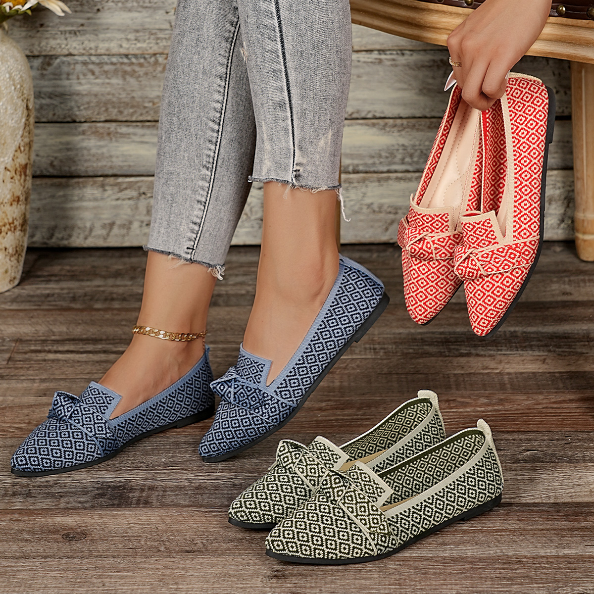 Fashion Print Knitted Flat Sho - Pedal Platform Flat recension och pris