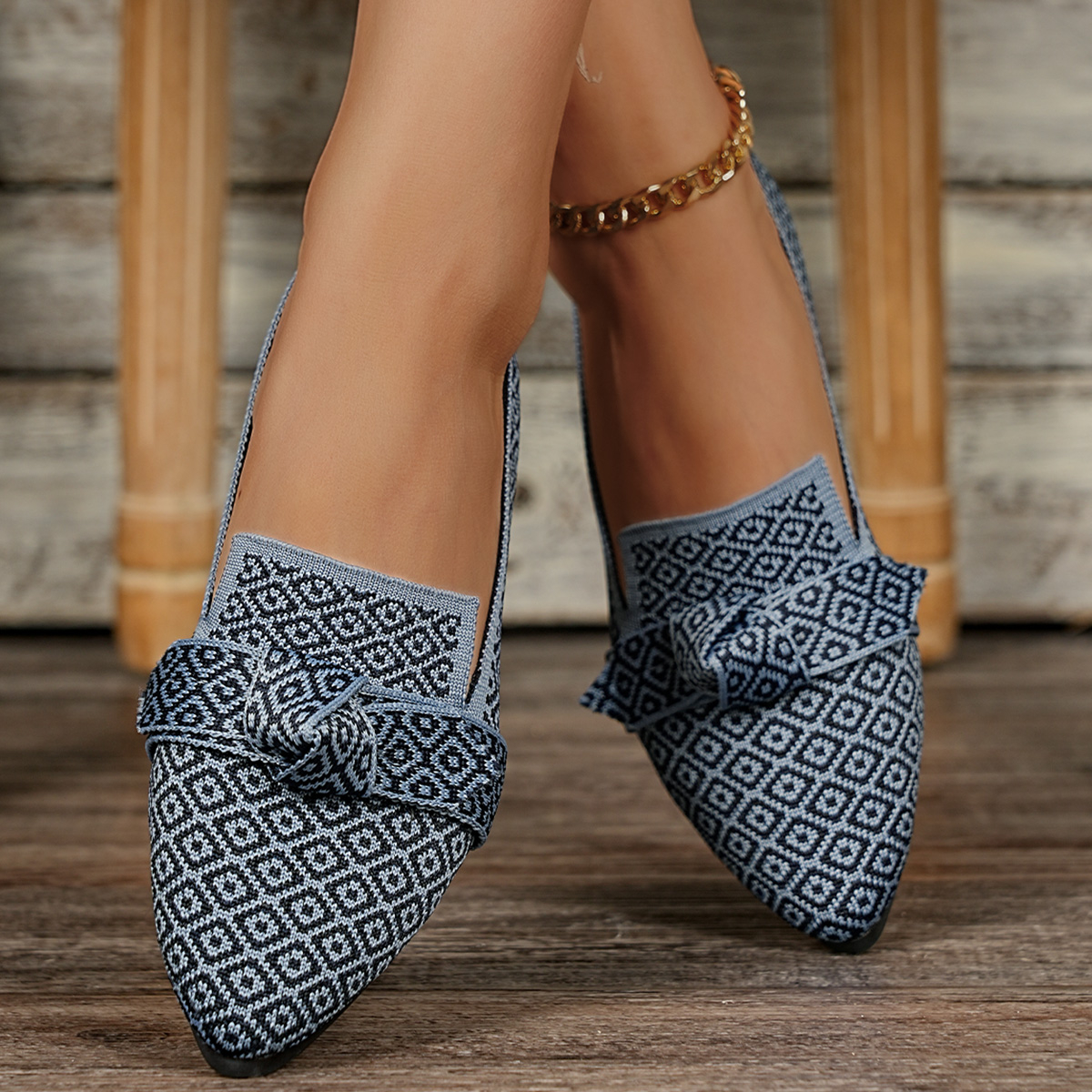 Fashion Print Knitted Flat Sho - Pedal Platform Flat recension och pris