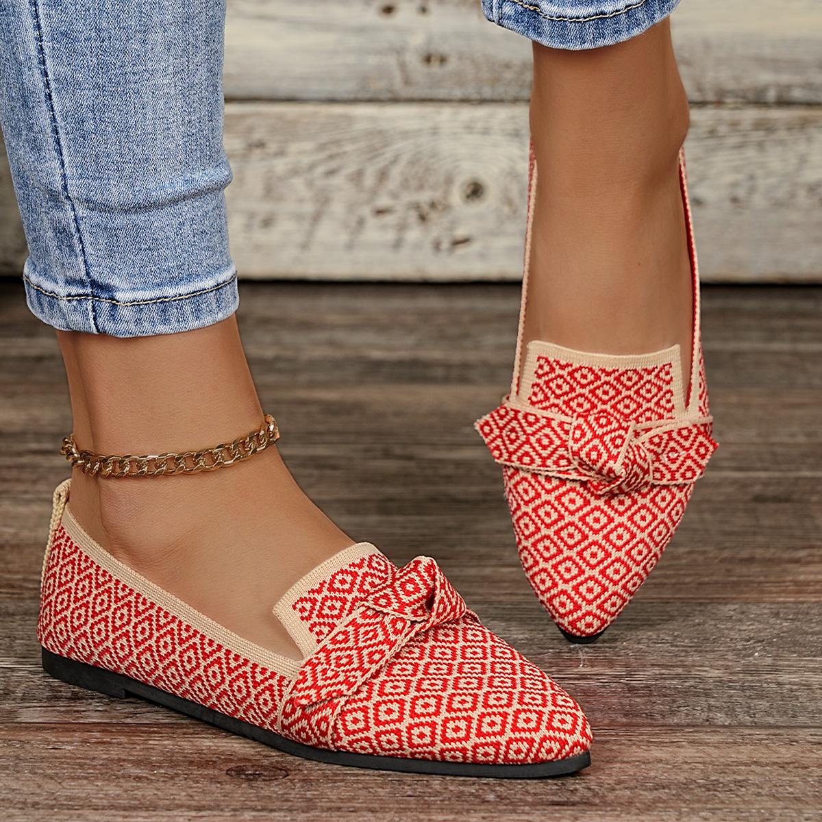 Fashion Print Knitted Flat Sho - Pedal Platform Flat recension och pris